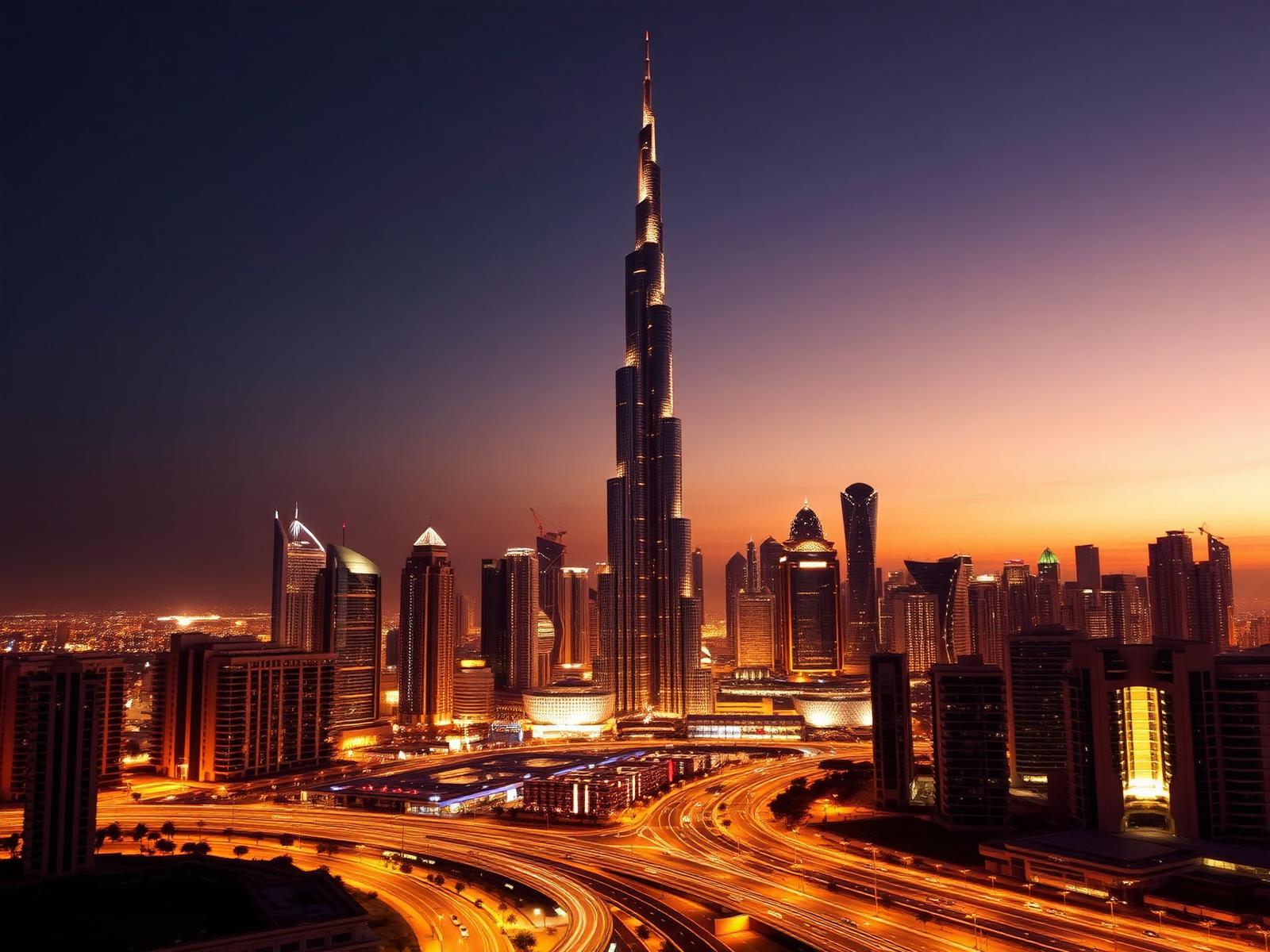 Dubai skyline at dusk